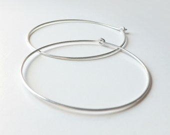 2 Inch Silver Hoop Earrings, Extra Large Silver Hoops Hammered Sterling Silver Hoop Earrings, jewelry gift for her, statement jewelry