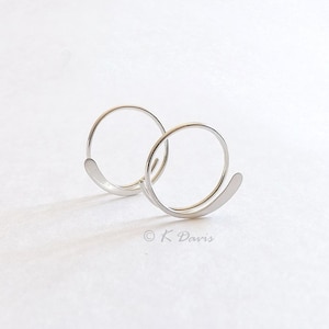 Sterling Silver Open Hoop Earrings Hammered Simple Hoops, Choose Your Size, modern minimal for womens gift, jewelry gift for her