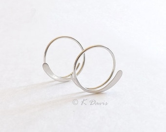 Sterling Silver Open Hoop Earrings Hammered Simple Hoops, Choose Your Size, modern minimal for womens gift, jewelry gift for her