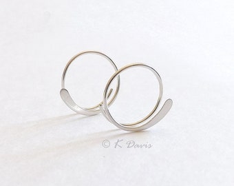 Sterling Silver Open Hoop Earrings, Modern Minimalist Hoops, Handmade Jewelry