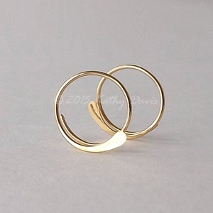 Gold Hoop Earrings Hammered Open Hoops 14k Gold Filled, womens jewelry gift for her, handmade hoops custom jewelry, see description