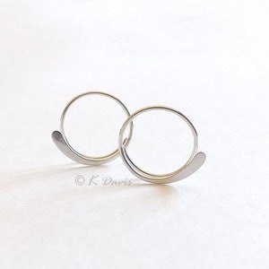 Silver Hoop Earrings Original Sterling Silver Hammered Open Hoop Earring, Custom jewelry sleeper hoop earring, womens gift for her