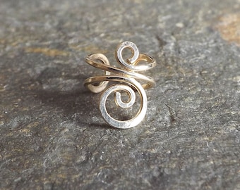 Gold Filled Swirl Ear Cuff Single, Simple Earcuff No Pierce Minimalist Jewelry