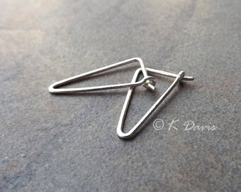 Small Silver Hoop Earrings Brushed Finish Triangle Hoops Geometric Triangle Earring Minimalist Womens Gift for her