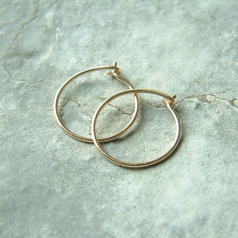 Small gold hoop earrings handmade 14k Gold Hoops unisex men women Gift minimalist gold jewelry gift for her 14k solid gold unique gifts image 3