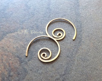 Gold Hoop Earrings Spiral Hoop Earrings Small Gold Filled Coiled Hoops Nautilus Spiral huggie earring jewelry gift for her