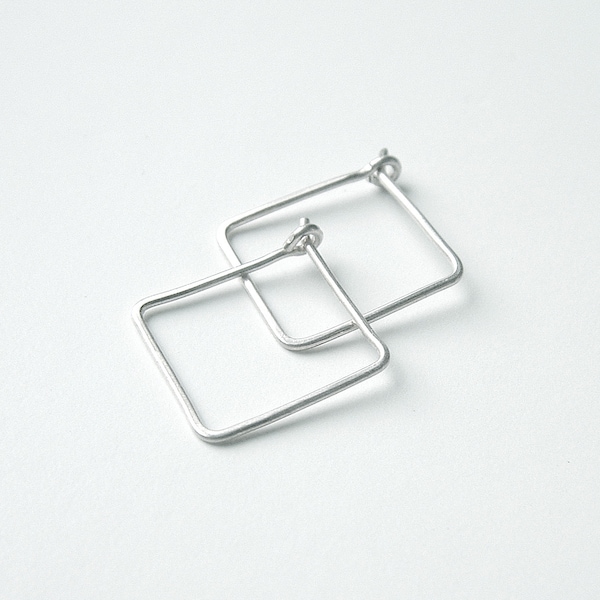 Pendientes de aro pequeños cuadrados de plata de ley, joyería geométrica minimalista, regalo de joyería
