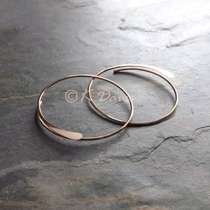 14K Rose Gold Filled Hammered Hoop Earrings: Open Style