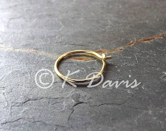 Hoop Earrings Small 10mm Gold Hoop Earring Single 14k Solid Gold Tiny Hoops minimal jewelry gift solid gold earrings