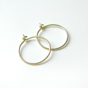 Small gold hoop earrings handmade 14k Gold Hoops unisex men women Gift minimalist gold jewelry gift for her 14k solid gold unique gifts image 2