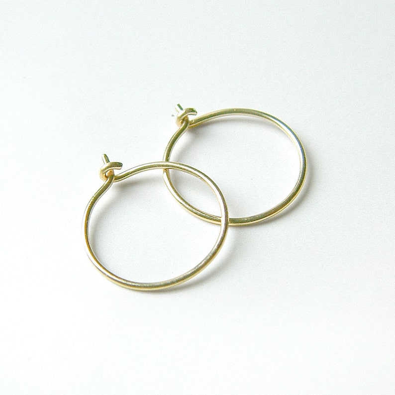 Small gold hoop earrings handmade 14k Gold Hoops unisex men women Gift minimalist gold jewelry gift for her 14k solid gold unique gifts image 2