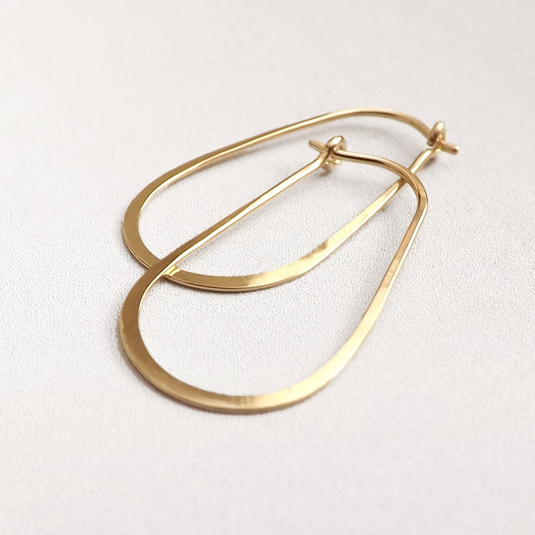 Gold Hoop Earrings Oval Hoops Modern Loop Hoops Gold Filled | Etsy