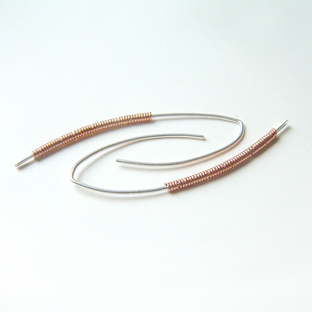 Silver Hoop Earrings Sterling Silver Open Hoops Mixed Metal Hoop Dangle ...