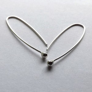 Arc Ear Threaders, Sterling Silver Open Hoop Earring, Simple Minimalist Ball Tiny Bud Dangle Threader Silver Earrings Jewelry gift for her