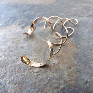 Spiral Dangle Earrings, Gold Threader Earring, Long Coil Open Hoop, 14k Gold Filled Helix Twist Corkscrew Statement Earring Jewelry gift