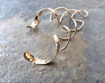 Spiral Dangle Earrings, Gold Threader Earring, Long Coil Open Hoop, 14k Gold Filled Helix Twist Corkscrew Statement Earring Jewelry gift