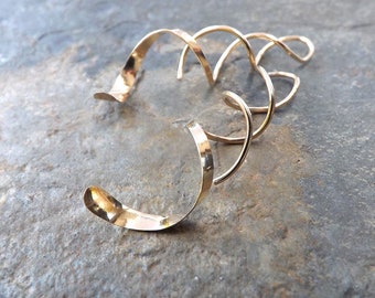 14k Gold Filled Spiral Dangle Earrings, Modern Helix Threader Jewelry