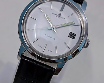 Swiss Vintage Ulysse Nardin Automatic 21-Jewels SS Date-Featured 70s Made Men's Old Wristwatch