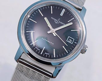 Swiss Vintage Ulysse Nardin Automatic 21-Jewels SS Date 70s Made Men's Old Wristwatch