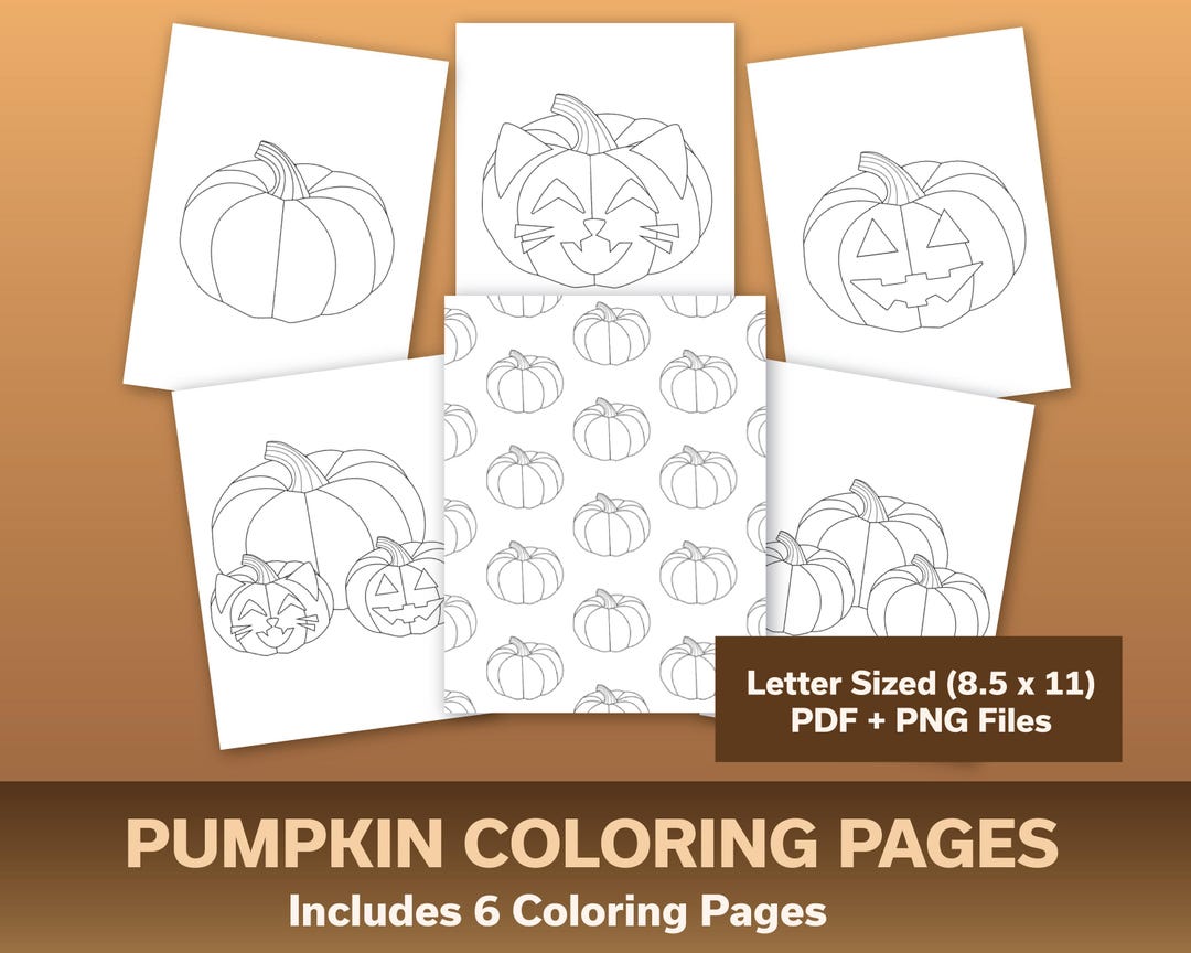 6 Pumpkin Coloring Pages | Halloween and Fall Coloring Pages | PDF and ...