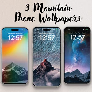 3 Aesthetic Mountain Phone Wallpapers | Galaxy, Rainbow Abstract Backgrounds | Nature, Space & Landscape | iPhone and Android