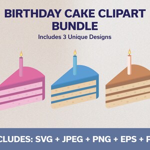Geburtstagskuchen Clipart Bundle | svg, jpeg, png, eps & pdf Dateien | Sofortdownload | Hohe Qualität