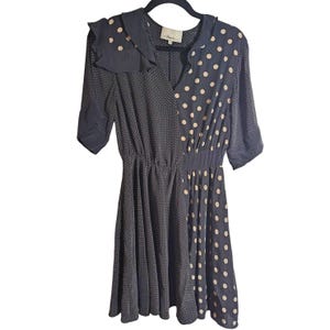 3.1 Phillip Lim Vintage Black Polka Dot Silk Mini Dress Ruffle Detail Size 0