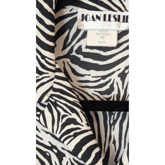 Joan Leslie Petite Zebra Print Button Down Shirt … - image 3