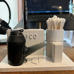 Puffco Proxy White Marble Stand for Puffco Proxy and Puffco Plus - Includes Slots for Charger, Dab Tools, and Q-Tips