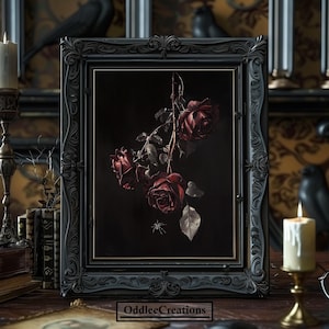 Black Roses Printable Art | Digital Gothic Floral Wall Decor | Dark ...