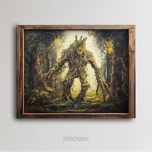 Enchanted Tree Being Wall Art, Fantasy World Digital Print, Humanoid Tree Creature Painting, Forest Spirit Poster Download - PRT-92