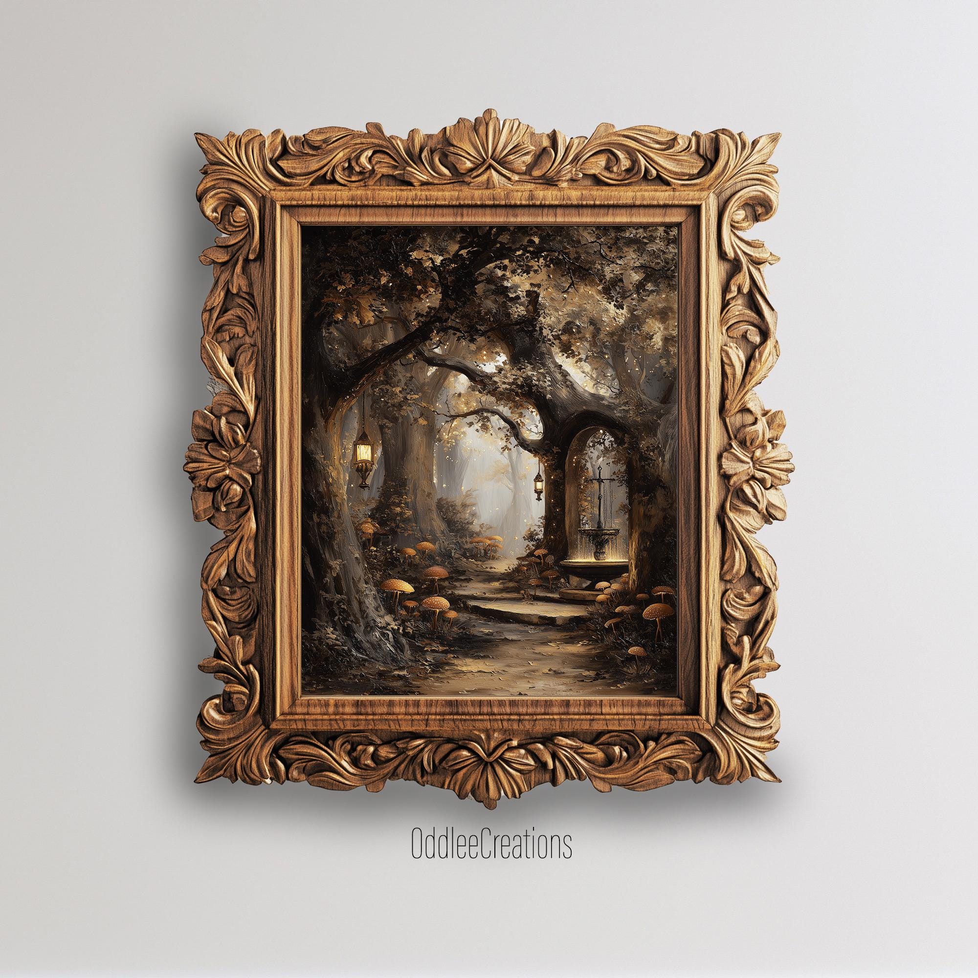 Fantasy Forest Vintage Sepia Printable Wall Art Gothic Dark Academia ...