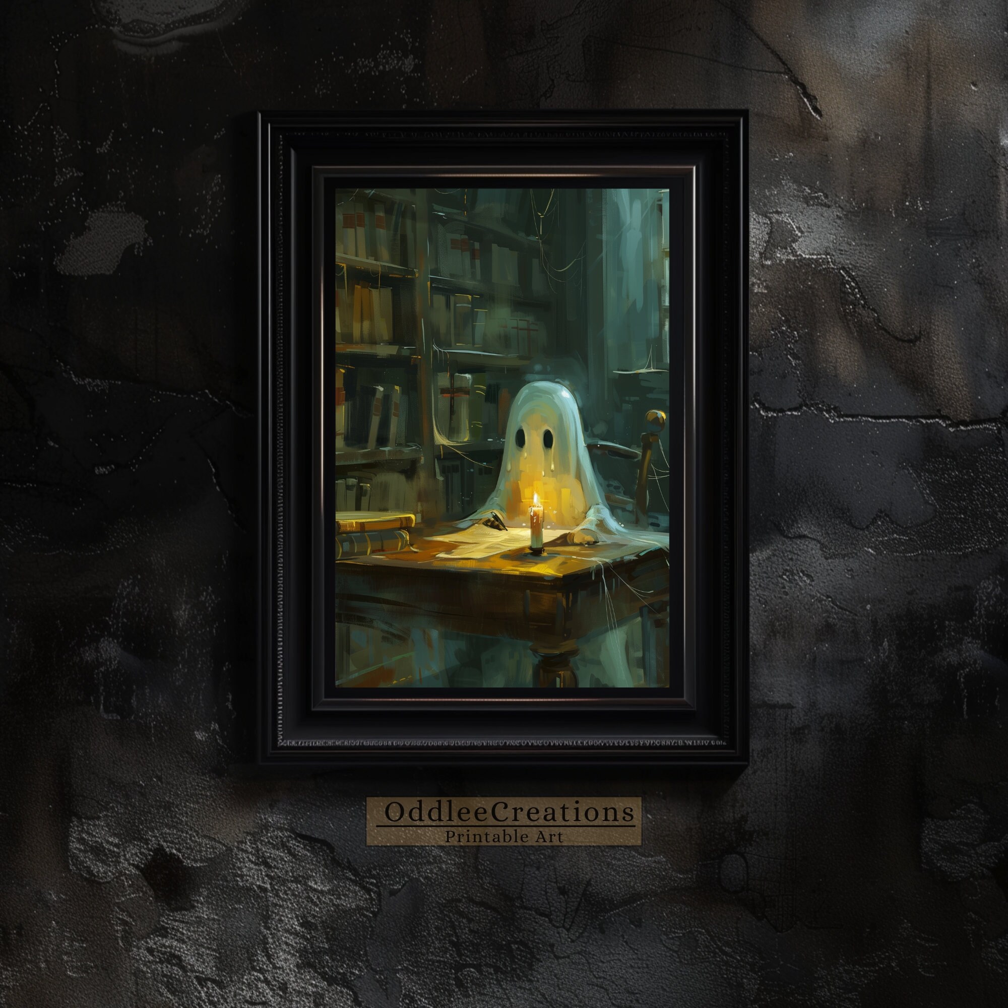 Ghostly Writer Digital Wall Art of a Ghost Writing in a Book, Spooky ...
