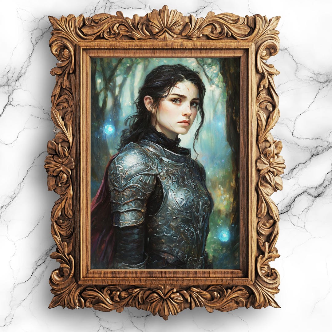 Printable Dark Academia Wall Art - Female Knight Oil Painting in ...