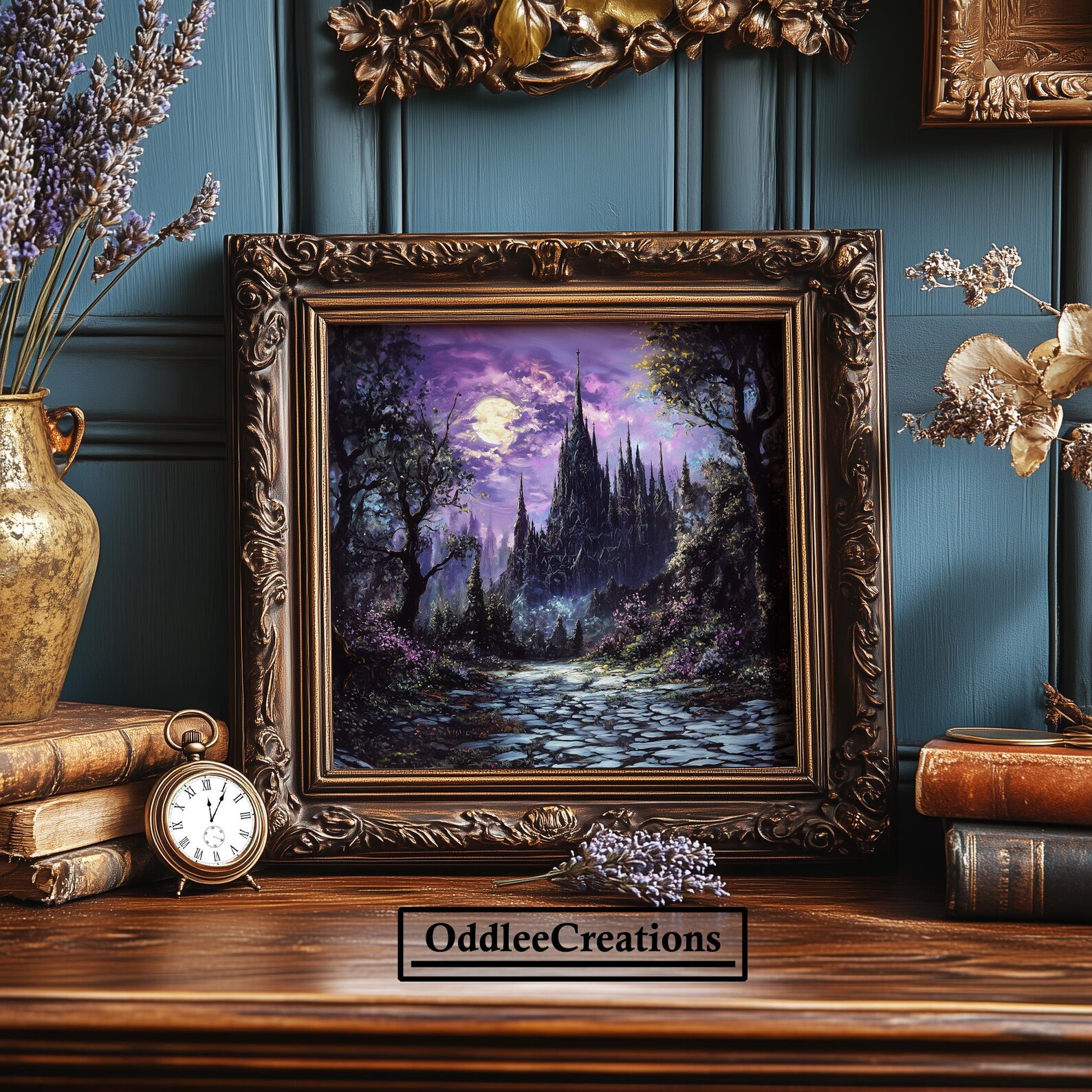 Dark Fantasy Gothic Castle Print Mystical Landscape Wall Art Whimsigoth ...
