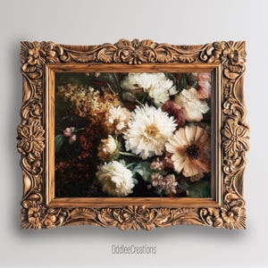 Wildflowers Vintage Printable Wall Art Download Oil Painting Botanical Illustration Antique Style Dark Academia Cottagecore - FLW-103