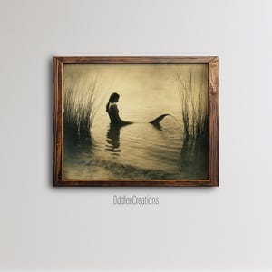 Antik sjöjungfrufotografitryck – Dark Academia Ocean Art (digital nedladdning) PRT-172