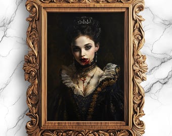 Young Vampire Digital Painting Poster - Gothic Wall Art, Dark Fantasy, Vampire Portrait, Vampire Artwork, Gothic Home Decor - PRT-11