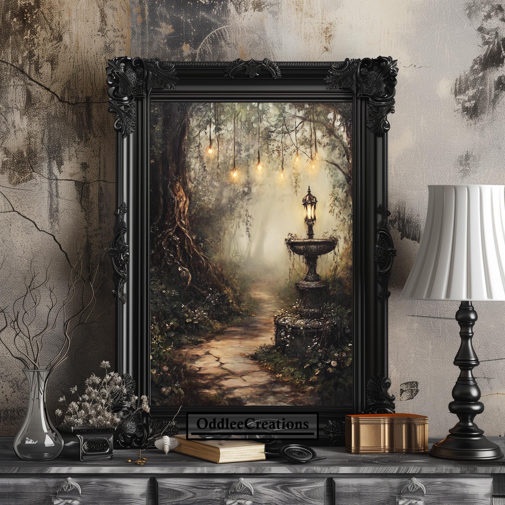 Enchanted Forest Oil Painting Print Gothic Dark Academia Wall Art Fairy ...