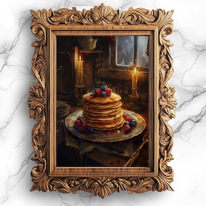 Köstliche Pfannkuchen Digitale druckbare Kunst Poster | Frühstück Lebensmittel Dekor | Kunst für Küche | Pfannkuchen Malerei Druck | Einzigartiges Geschenk - FOD-10