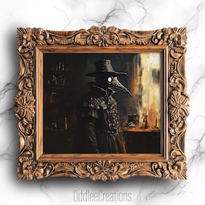 Victorian Plague Doctor Portrait - Dark Eerie Oil Painting, Gothic Printable Wall Art, Digital Vintage Decor - PRT-88