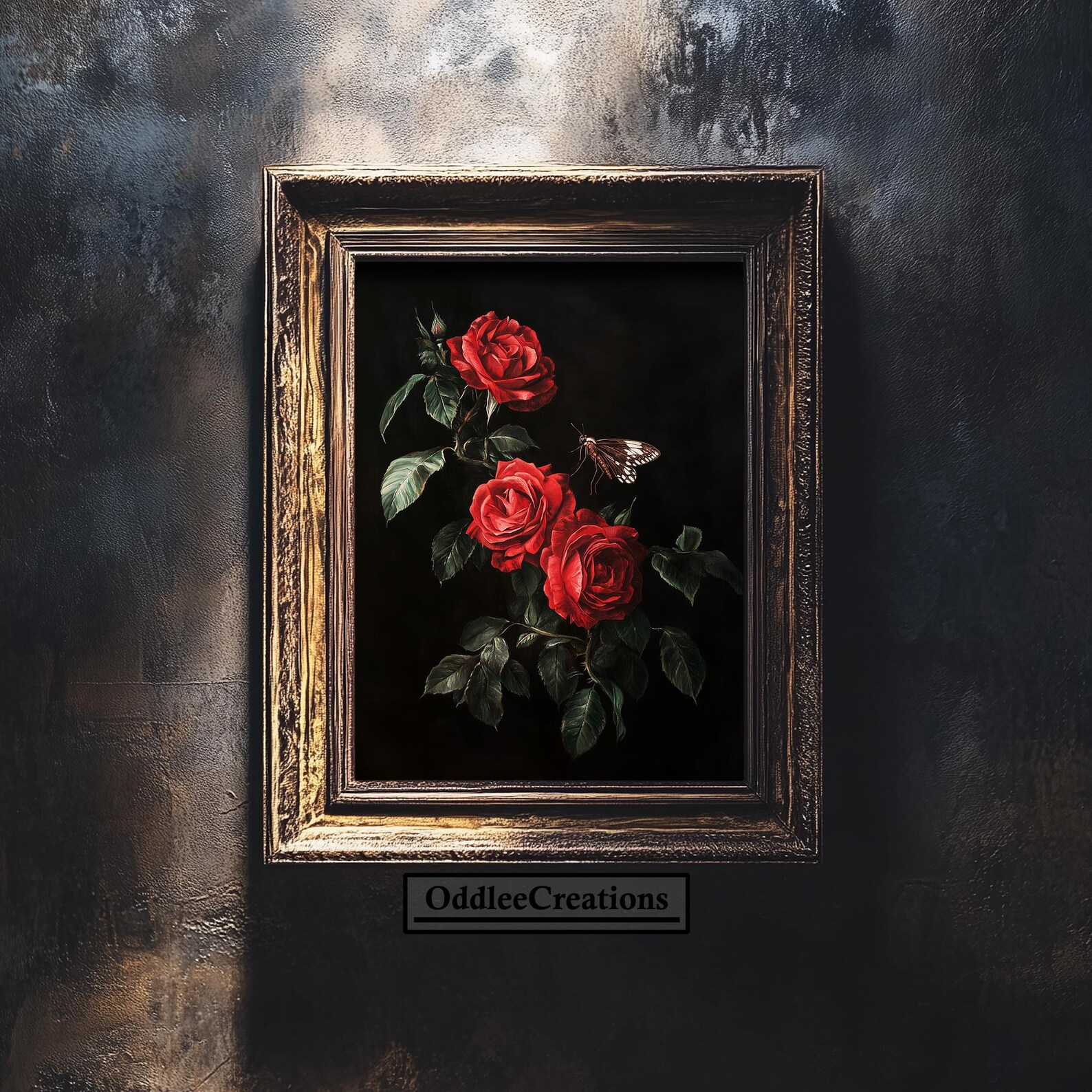 Dark Red Roses Printable Art | Digital Gothic Floral Wall Decor ...