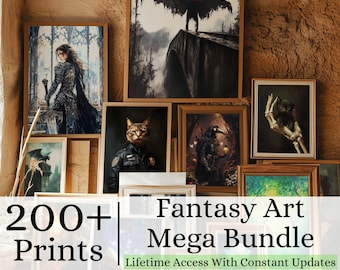 Fantasy Mega Bundle Digital Art Prints Wall Art Set for Home and Kitchen Decor Dark Academia Aesthetic Gothic Printable Posters
