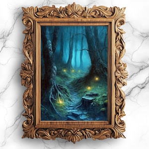 Enchanting Twilight Forest Printable Wall Art | Digital Painting of Magical Woodland Landscape | Mystical Nature Decor for Home - SCE-25
