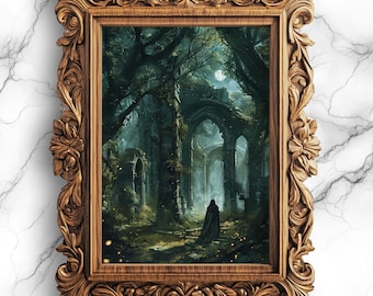 Enchanted Forest Painting Digital Poster | Mystical Woodland Wall Art | Magical Forest Scene Decor | Serene Nature Landscape Print - SCE-13