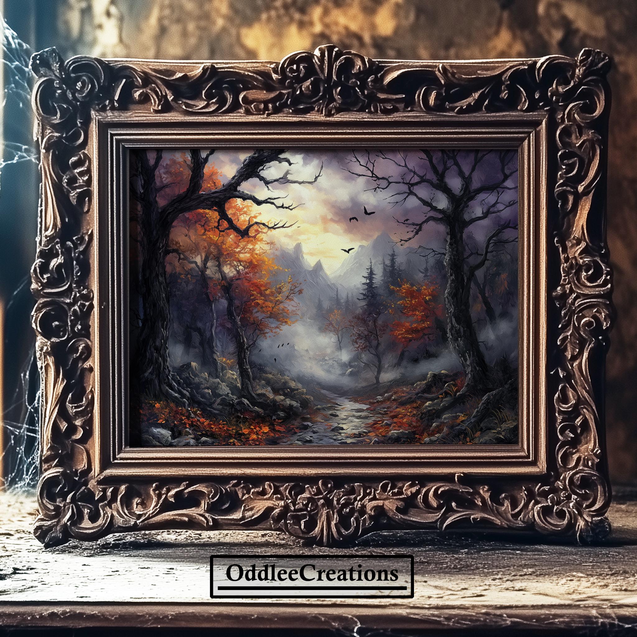 Twilight Gothic Forest Art Print Dark Academia Autumn Landscape ...