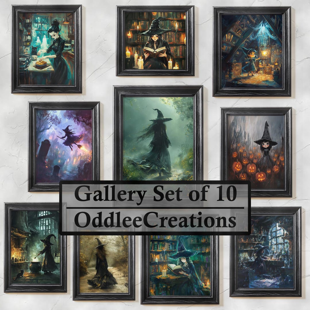 Gothic Witch Art Print Set | Spooky Halloween Decor (digital Download ...