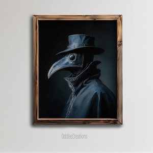Plague Doctor Dark Academia Digital Printable Art Moody Gothic Wall Decor for Home Office Halloween Decoration - PRT-141
