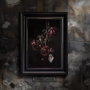 Black Roses Printable Art | Digital Gothic Floral Wall Decor | Dark ...