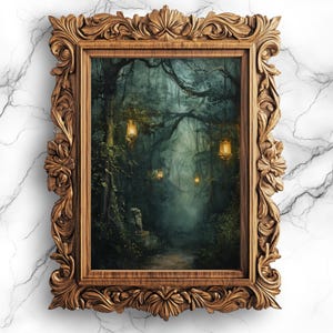 Mystische dunkle Wald Wand Kunst verzauberte Wald Dekor Fantasy Mondlandschaft Haunted Nature Druck gruselige Märchen-Raum-Dekor - SCE-12